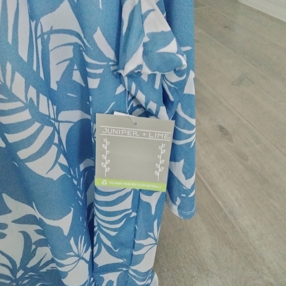 Juniper + Lime Blue and White Patterned Dress